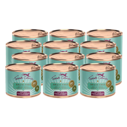 Terra Canis Menü  -Getreidefrei- Ente mit Kürbis, Erdbeeren und Holunder