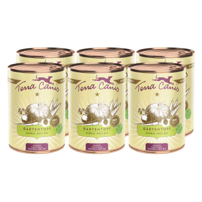 Terra Canis Menü Gartentopf Gartentopf Classic 
schonend gegarte Obst-Gemüse-Mischung in der Dose