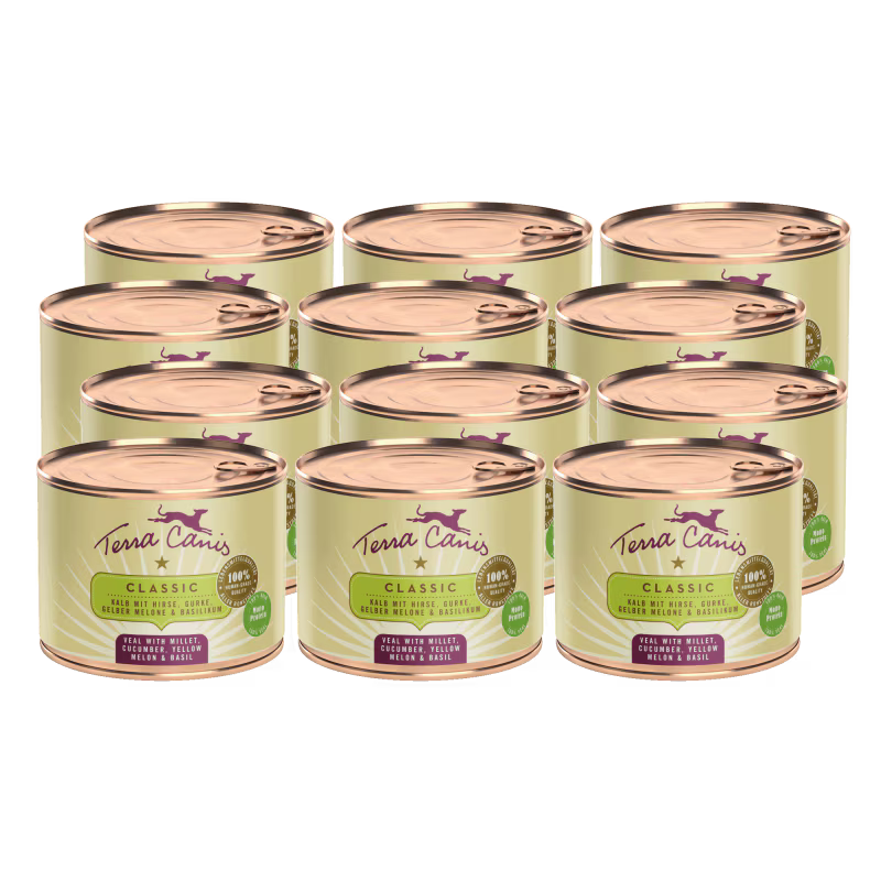 Terra Canis Menü Classic Kalb mit Hirse, Gurke, gelber Melone & Basilikum