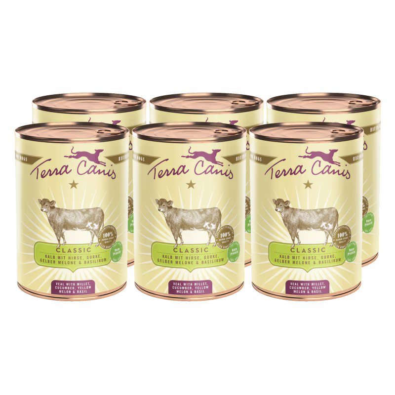 Terra Canis Menü Classic Kalb mit Hirse, Gurke, gelber Melone & Basilikum