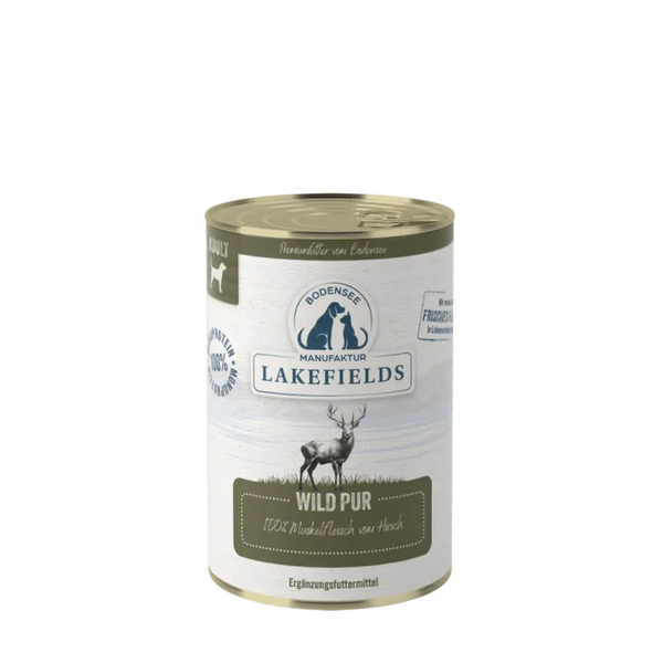 Lakefields WILD PUR Ergänzungsfutter Hund 100% Hirsch Muskelfleisch getreidefrei
