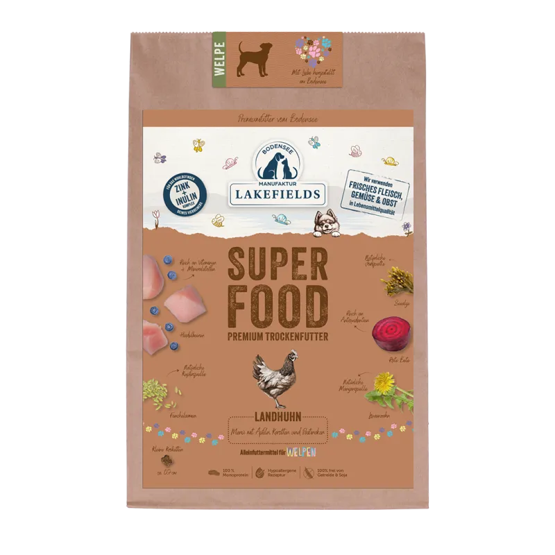 SUPERFOOD Premium LANDHUHN Komplettmenü für Welpen