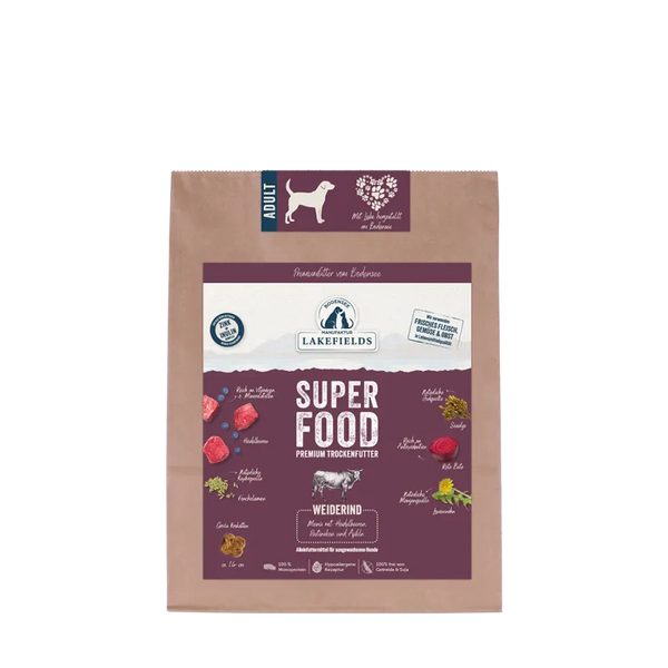 Lakefields SUPERFOOD Premium Rund Compleetmenu kleine honden graanvrij natuurlijk hondenvoer