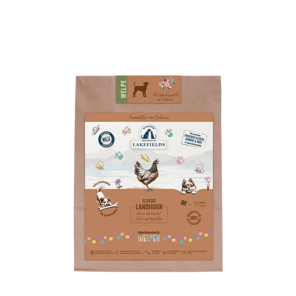 Puppy hondenvoer met kip en aardappel voor gezonde groei van puppy's